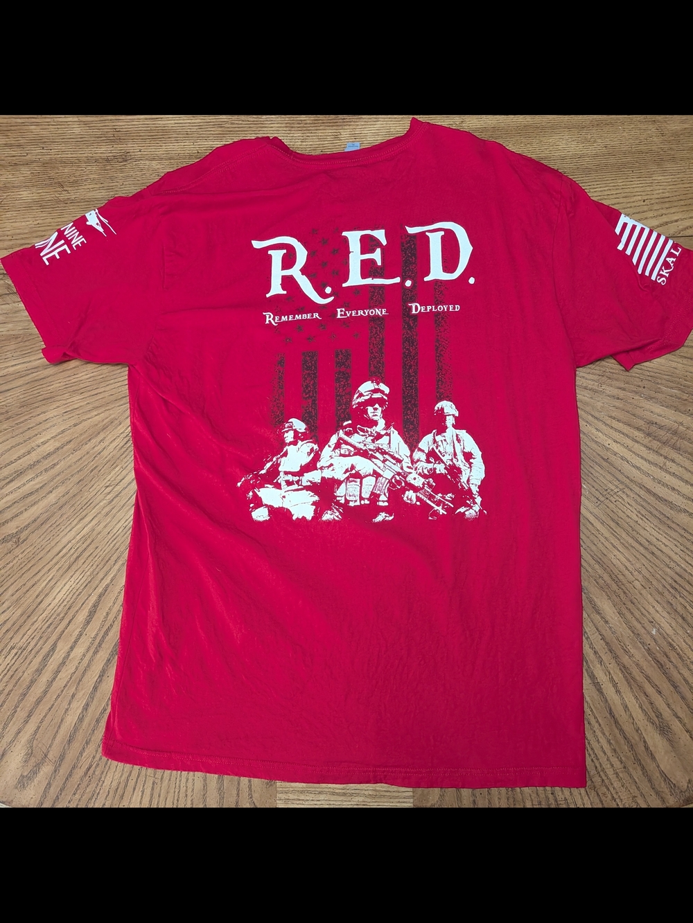 Men's RED Graphic Short Sleeve Tee Nine Line Apparel/ Skallywag Tactical.